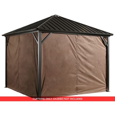 Image showing  108.7 in. x 108.7 in. Gazebo Curtains for Dakota 10 ft. x 10 ft. Gazebos, Brown, 4 pc.