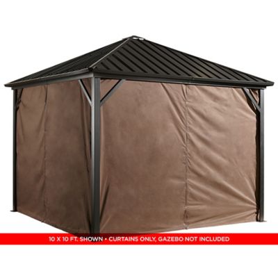 Image showing  134.3 in. x 108.7 in. Gazebo Curtains for Dakota 10 ft. x 12 ft. Gazebos, Brown, 4 pc.