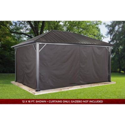 Image showing  150.4 in. x 99.6 in. Gazebo Curtains for Genova 10 ft. x 14 ft. Gazebos, Brown, 4 pc.