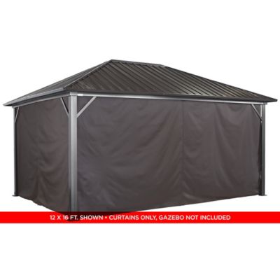 Image showing  150.4 in. x 99.6 in. Gazebo Curtains for Genova 10 ft. x 14 ft. Gazebos, Brown, 4 pc.