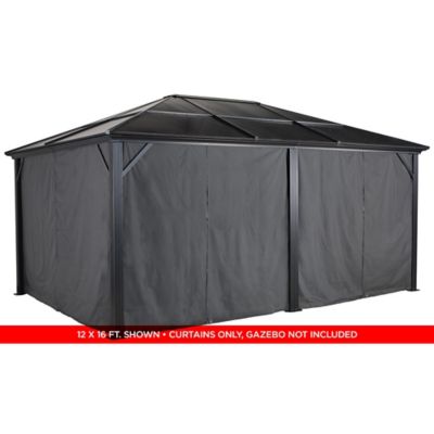 Image showing  154.6 in. x 101.6 in. Gazebo Curtains for Meridien 10 ft. x 14 ft. Gazebos, Gray, 4 pc.