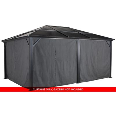 Image showing  176.74 in. x 130.34 in. Gazebo Curtains for Meridien 12 ft. x 16 ft. Gazebos, Gray, 4 pc.