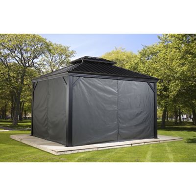 Image showing  131.5 in. x 131.5 in. Gazebo Curtains for Mykonos 12 ft. x 12 ft. Gazebos, Gray, 4 pc.