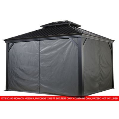 Image showing  131.5 in. x 131.5 in. Gazebo Curtains for Mykonos 12 ft. x 12 ft. Gazebos, Gray, 4 pc.