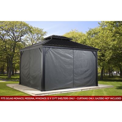 Image showing  131.5 in. x 131.5 in. Gazebo Curtains for Mykonos 12 ft. x 12 ft. Gazebos, Gray, 4 pc.