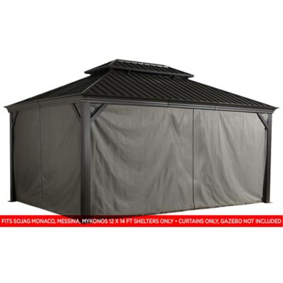 Image showing  154.7 in. x 131.5 in. Gazebo Curtains for Monaco/Messina/Mykonos 12 ft. x 14 ft. Gazebos, Gray, 4 pc.