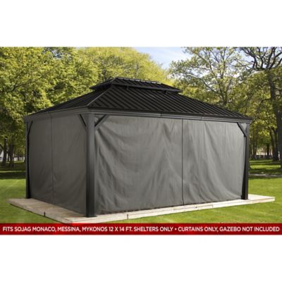 Image showing  154.7 in. x 131.5 in. Gazebo Curtains for Monaco/Messina/Mykonos 12 ft. x 14 ft. Gazebos, Gray, 4 pc.