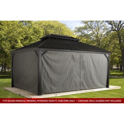 Image showing  178.7 in. x 131.5 in. Gazebo Curtains for Monaco/Messina/Mykonos 12 ft. x 16 ft. Gazebos, Gray, 4 pc.
