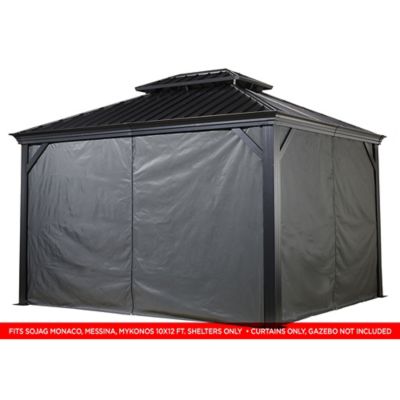 Image showing  131.5 in. x 106.3 in. Gazebo Curtains for Monaco/Messina/Mykonos 10 ft. x 12 ft. Gazebos, Gray, 4 pc.
