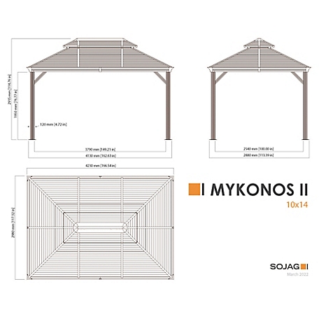 Mykonos ft. Roof Supply 14 II x at ft. 10 Gazebo Double Sojag Tractor