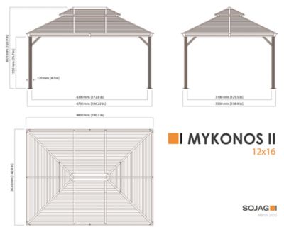 Image showing  12 ft. x 16 ft. Mykonos II Double Roof Gazebo