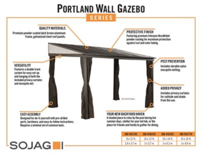 Image showing  10 ft. x 12 ft. Portland Wall-Mounted Gazebo