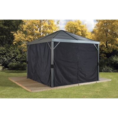 Image showing  115 in. x 115 in. Gazebo Curtains for Sanibel 10 ft. x 10 ft. Gazebos, Black, 4 pc.