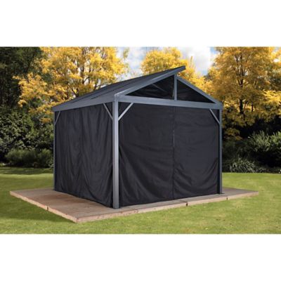 Image showing  115 in. x 115 in. Gazebo Curtains for Sanibel 10 ft. x 10 ft. Gazebos, Black, 4 pc.
