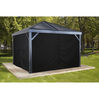 Sojag 137.8 in. x 137.8 in. Gazebo Curtains, Black, Fits South Beach 12 ft. x 12 ft. Gazebos, 4 pc.