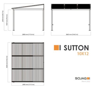 Image showing 1 th Sojag 10 x 12 ft. Sutton Wall-Mounted Gazebo