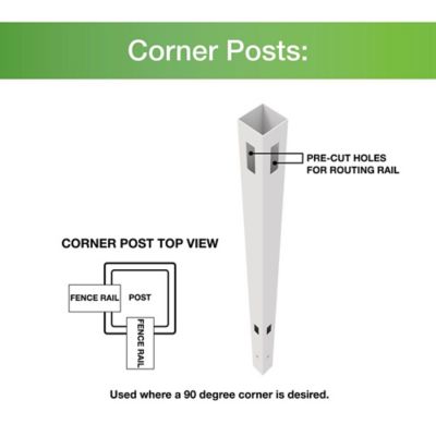 Image showing  5 in. x 5 in. x 108 in. Privacy Corner Vinyl Fence Post