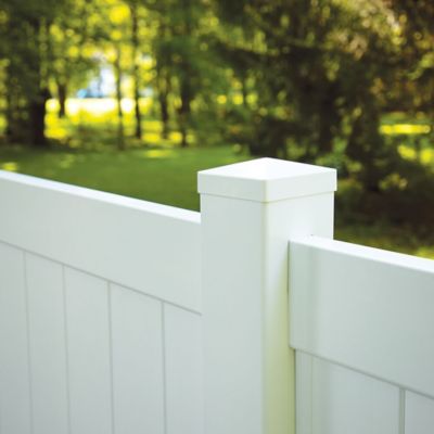 Image showing  5 in. x 5 in. Pyramid White Vinyl Fence Post Top