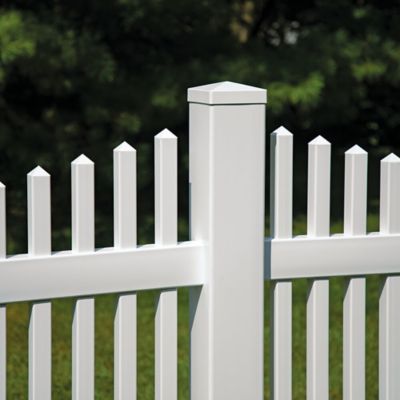 Image showing  5 in. x 5 in. Pyramid White Vinyl Fence Post Top