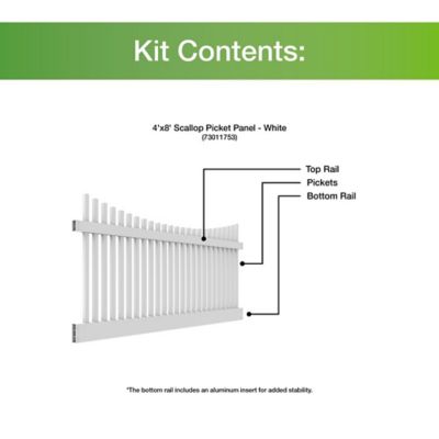 Image showing  4 ft. x 8 ft. Scallop Picket Fence Panel