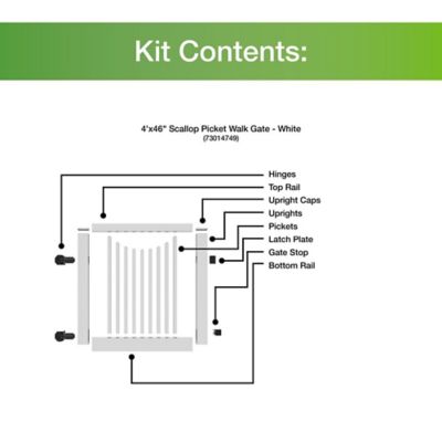 Image showing  4 ft. x 46 in. Scallop Picket Walk Gate