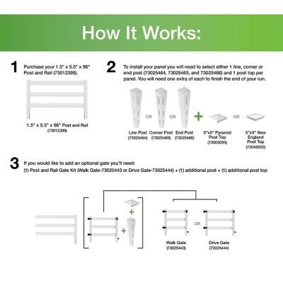 Image showing  84 in. x 5 in. x 5 in. 3-Rail Corner Fence Post