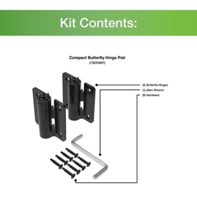 Image showing  Compact Butterfly Gate Hinge, Black, 2 pc.
