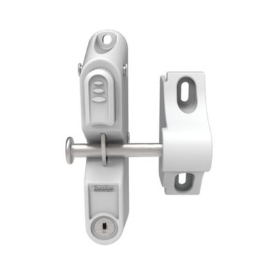 Barrette Outdoor Living Locking Gravity Latch with 1-Sided Key Entry, White, 73025497