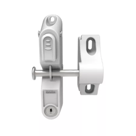 Barrette Outdoor Living Locking Gravity Latch with Keyed Entry on One Side White 73025497 Gate Hardware