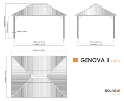 Image showing  12 ft. x 16 ft. Genova II Double Roof Gazebo