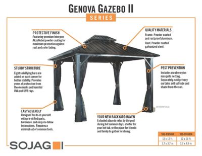 Image showing  12 ft. x 16 ft. Genova II Double Roof Gazebo
