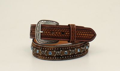 Ariat Men's Calf Hair Blue Diamond Belt, Brown