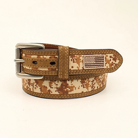 Ariat Men's Digital Camo US Flag Medium Belt, Brown