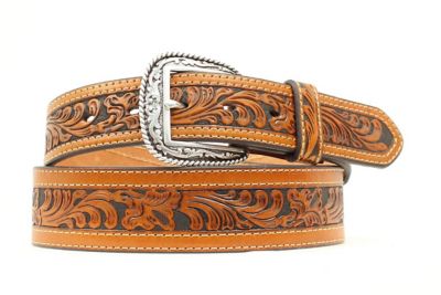 Ariat Men's PU Embossed Inlay Belt, 1-3/4 in., Tan