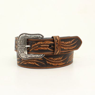Ariat Men's PU Feather Embossed Belt, Tan