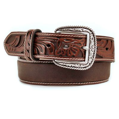 Ariat Men's PU Embossed Tabs Belt, Tan