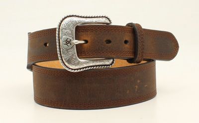 Ariat Men's Stitched Edge Belt, Brown