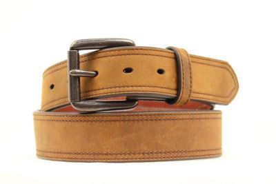 Ariat Men's PU Distressed Inset Logo Belt, 1-1/2 in., Brown