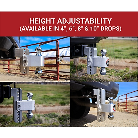 Weigh Safe Adjustable Aluminum Drop Hitch 3 in. Shank 21,000 lb. GTW Capacity Hitch with Turnover Ball, 8 in. Drop