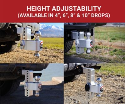 Image showing  180 Hitch - Drop Hitch w/SS Combo Ball - 10 in. Drop for 2 in. Shank w/Hitch Pin