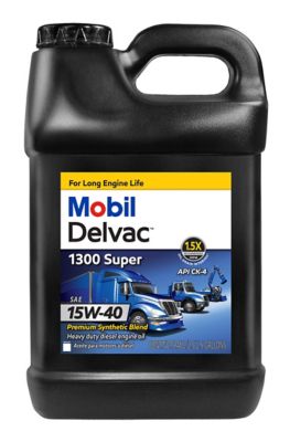 Mobil Delvac 1300 Super Heavy Duty Premium Synthetic Blend Diesel Engine Oil 15W-40, 2.5 Gal