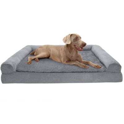 FurHaven Plush and Suede Cooling Gel Sofa Dog Bed