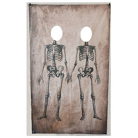 Halloween Caged Skeletons Scene Setter Backdrop Selfie Station Party Decoration 