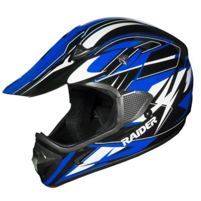 Black and blue dirt bike helmet