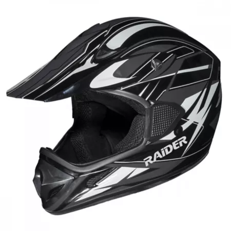 Raider RX1 MX Adult Full Face Helmet Extra Large Silver/Black Powersport Helmets