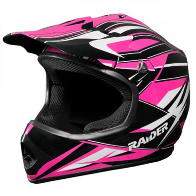 Raider GX3 MX Full-Face Youth Off Road Helmet, Large, Pink/Black