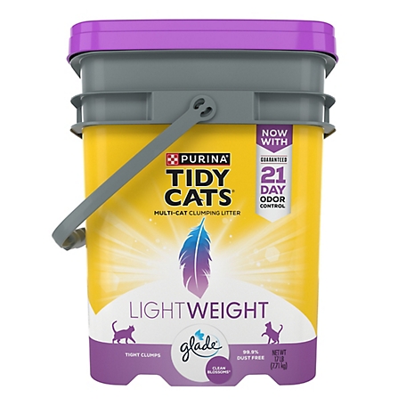 Tidy Cats Purina Light Weight, Low Dust, Clumping, LightWeight Glade Clean Blossoms Multi Cat Litter - 17 lb. Pail