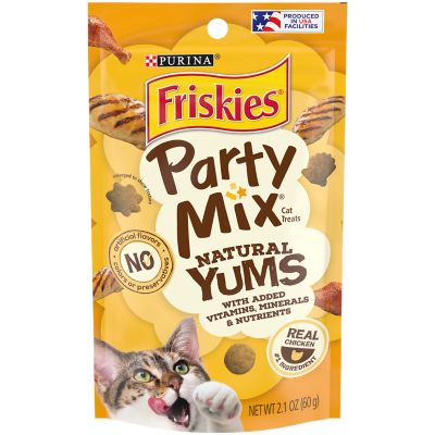 Purina Friskies Party Mix Natural Yums With Real Chicken Cat Treats, 2.1 oz.