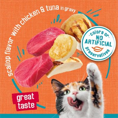 Image showing  Wet Cat Food Tasty Treasures With Chicken and Tuna in Gravy (Scallop Flavor), 5.5 oz.