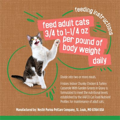Image showing 6 th Purina Friskies Indoor Cat Food Chunky Chicken and Turkey Casserole With Garden Greens in Gravy, 5.5 oz.
